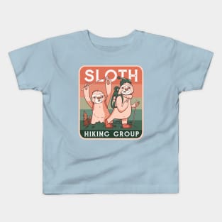 Funny Vintage Sloth Hiking Group Kids T-Shirt